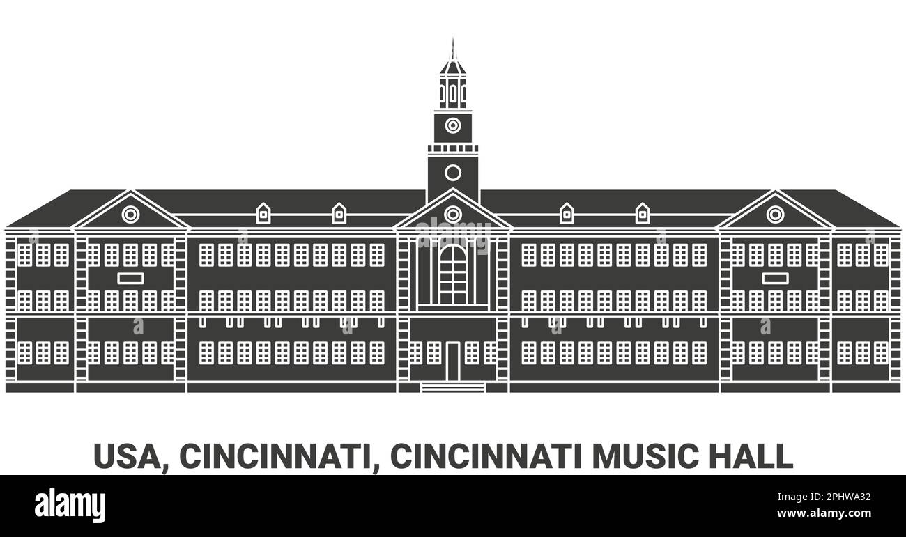 Usa, Cincinnati, Cincinnati Music Hall, travel landmark vector illustration Stock Vector