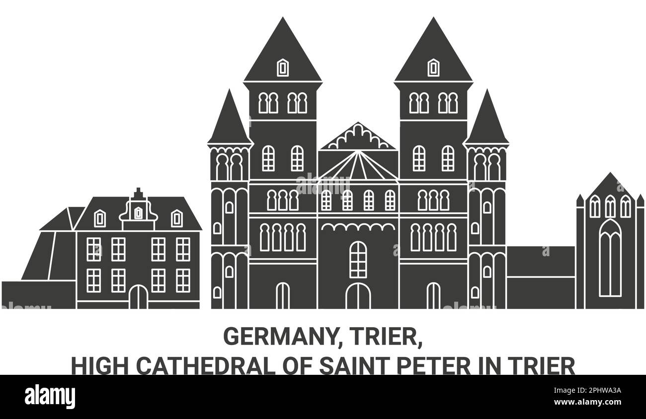 Germany, Trier, High Cathedral Of Saint Peter In Trier travel landmark vector illustration Stock Vector