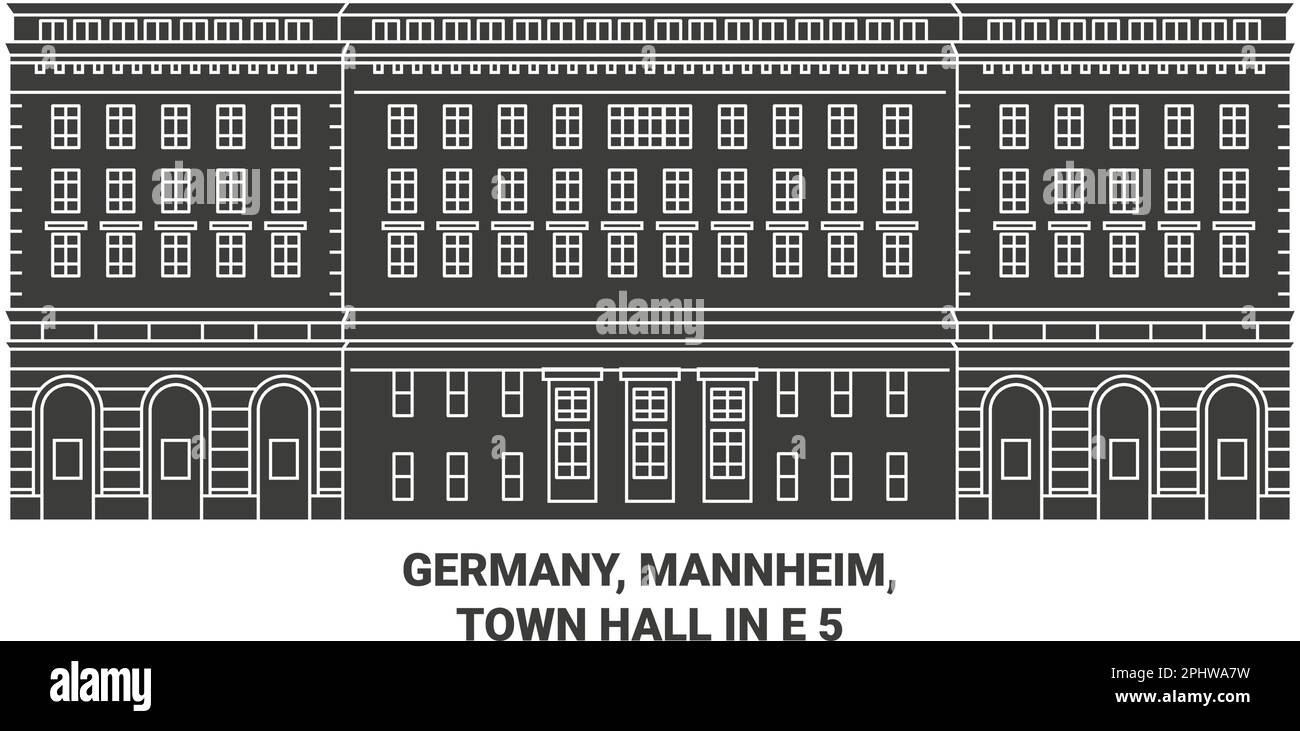 Germany, Mannheim, Town Hall In E travel landmark vector illustration Stock Vector