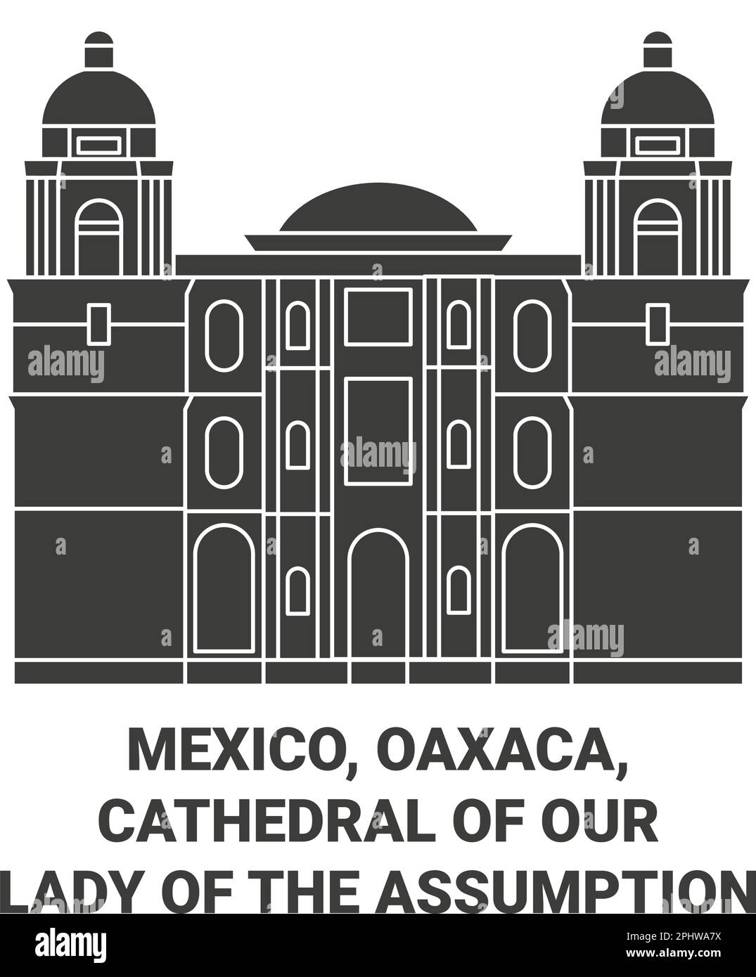 Mexico, Oaxaca, Cathedral Of Our Lady Of The Assumption travel landmark vector illustration Stock Vector
