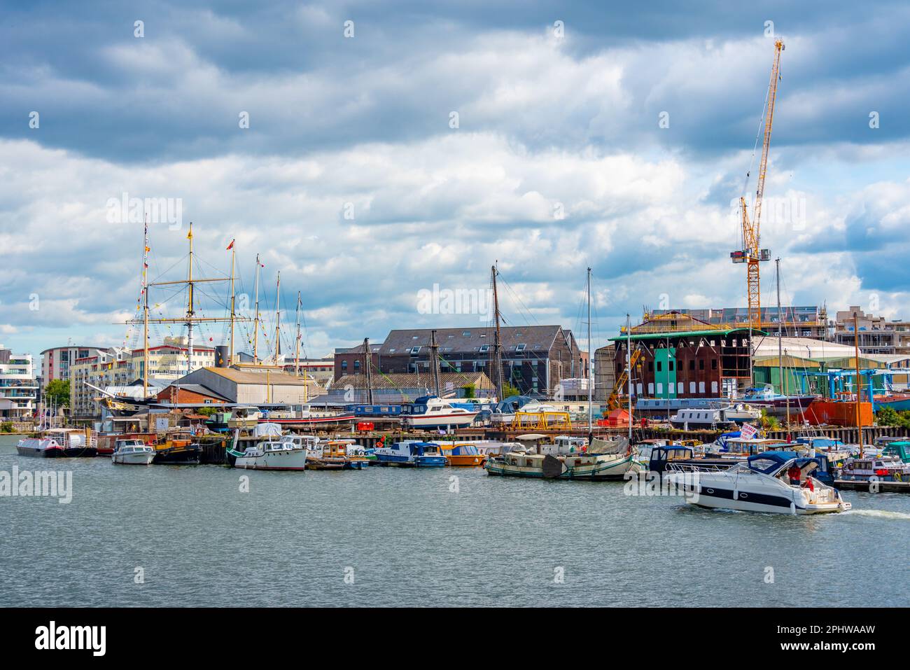 Riverside of Avon in English town Bristol. Stock Photo
