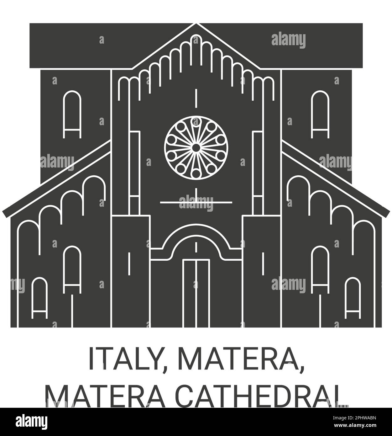 Italy, Matera, Matera Cathedral travel landmark vector illustration Stock Vector