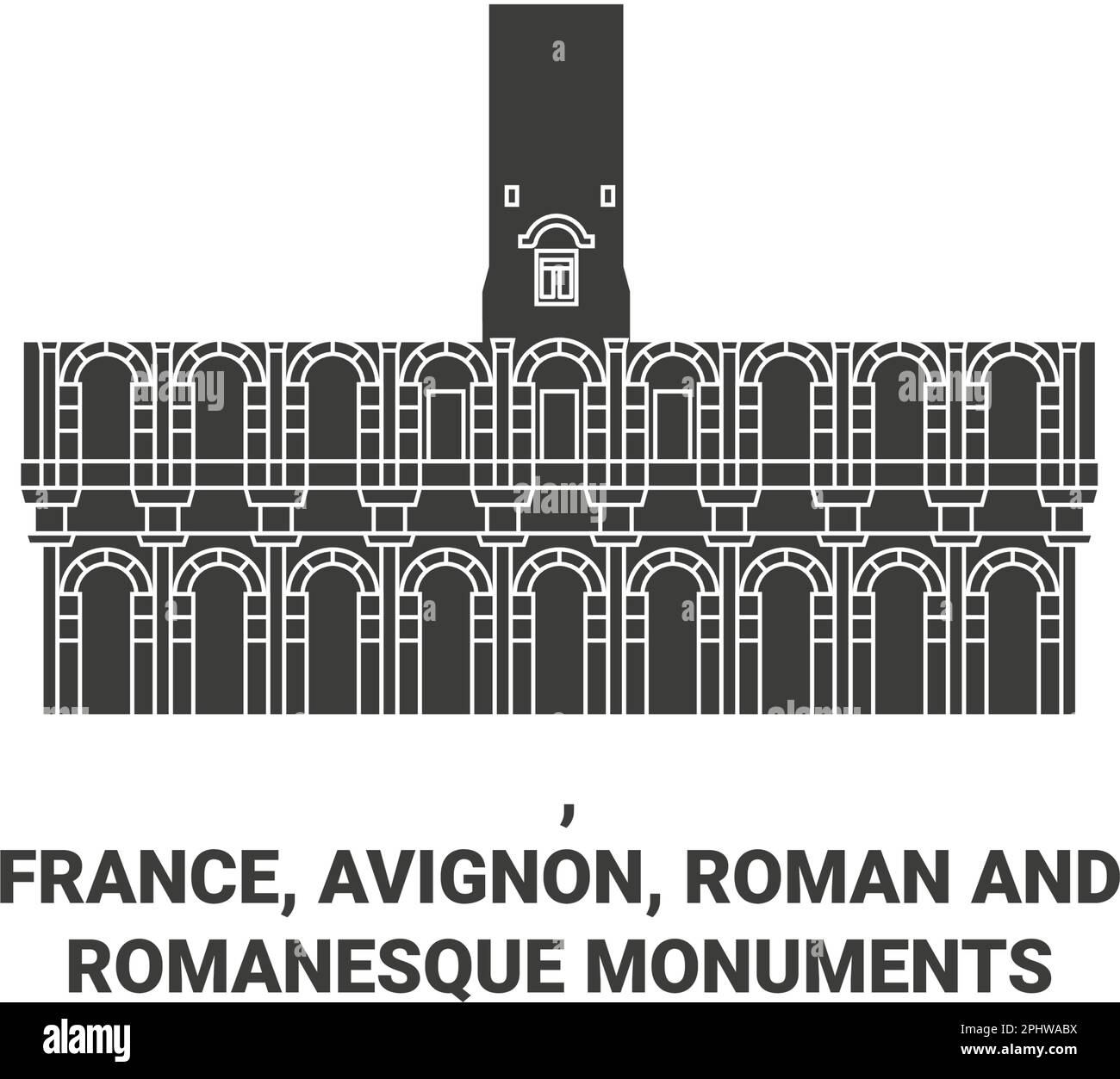 France, Avignon, Roman And Romanesque Monuments travel landmark vector illustration Stock Vector