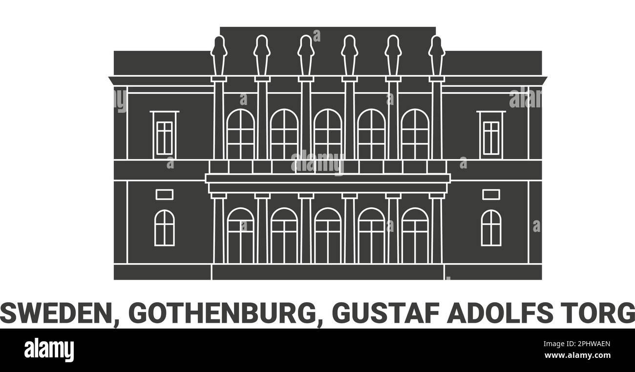 Sweden, Gothenburg, Gustaf Adolfs Torg, travel landmark vector illustration Stock Vector