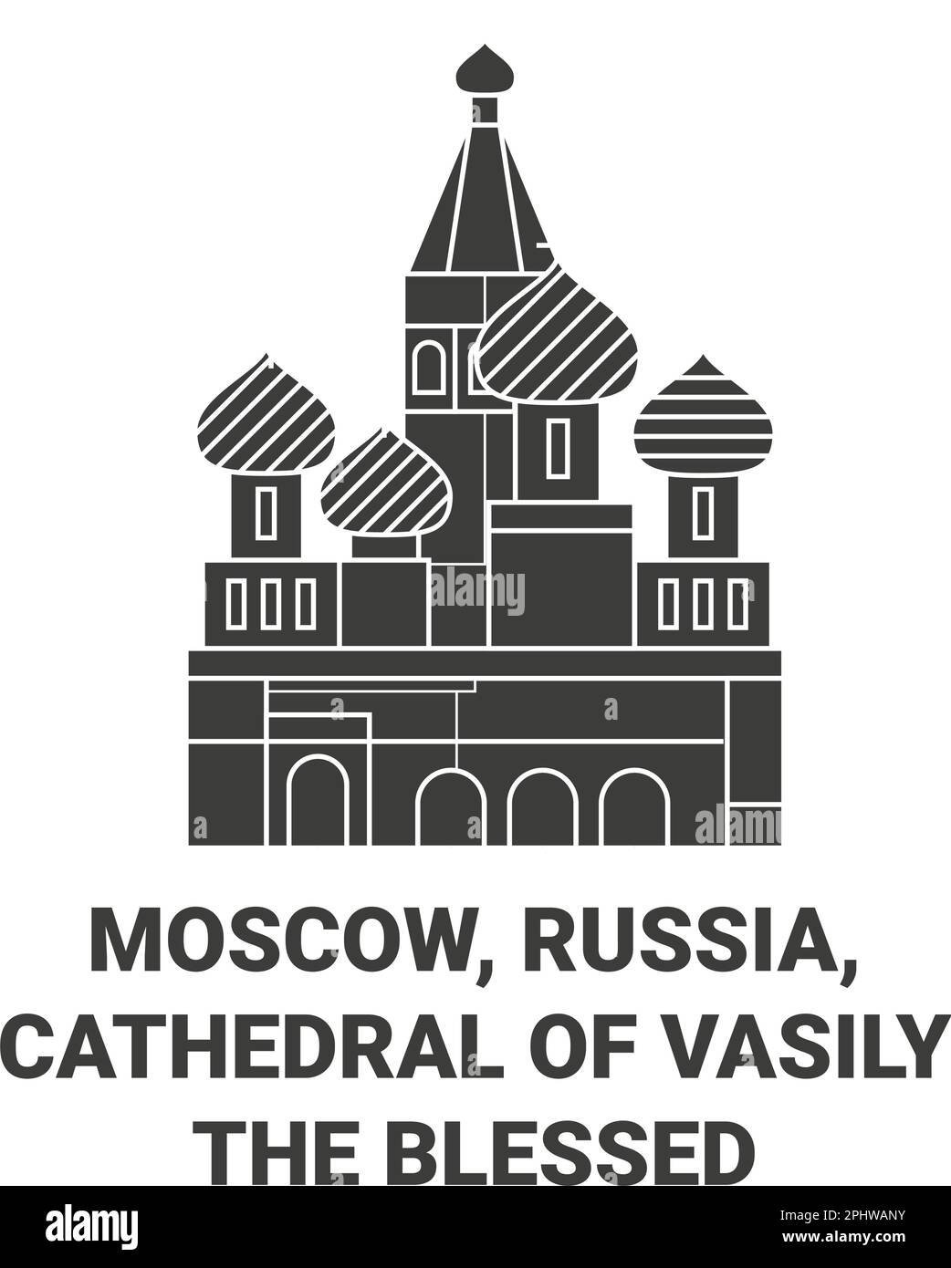 Russia, Moscow, Cathedral Of Vasily The Blessed travel landmark vector illustration Stock Vector