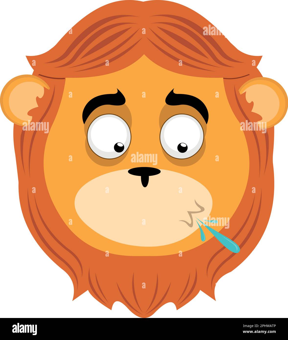Vector Illustration Face Of A Cartoon Lion Spitting Stock Vector Image