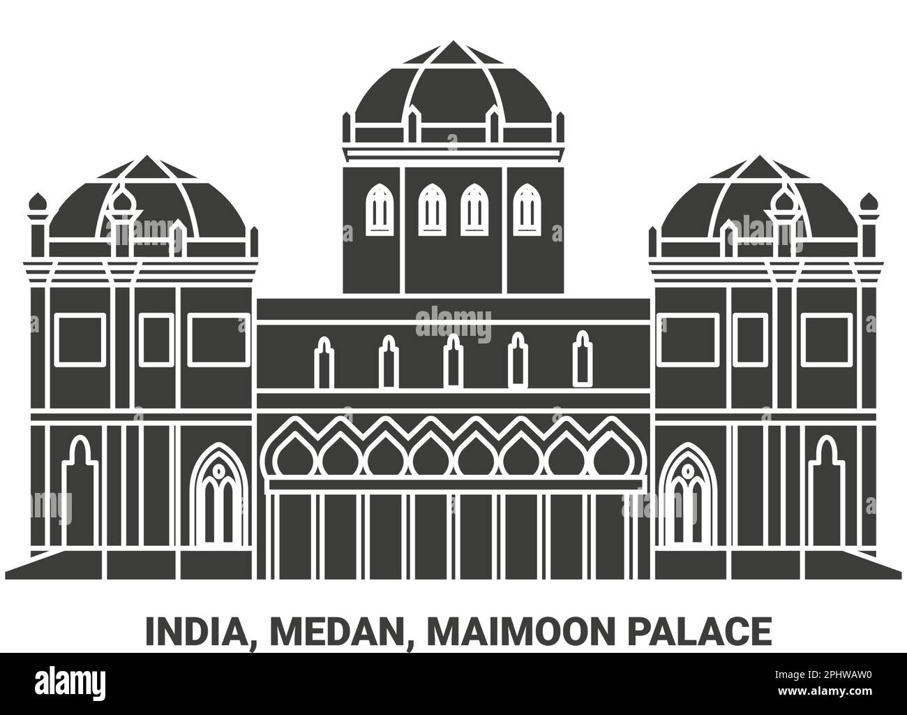 India, Medan, Maimoon Palace travel landmark vector illustration Stock Vector