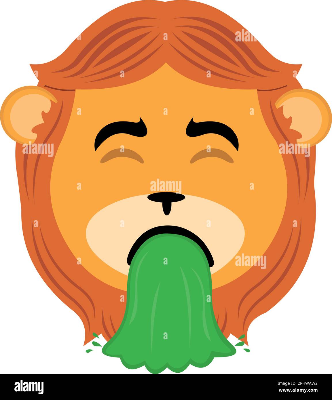 vector illustration face of a lion cartoon vomiting Stock Vector