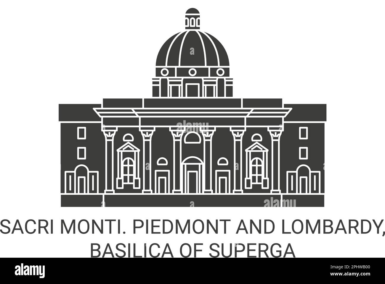 Italy, Sacri Monti, Piedmont And Lombardy, Basilica Of Superga travel  landmark vector illustration Stock Vector Image & Art - Alamy