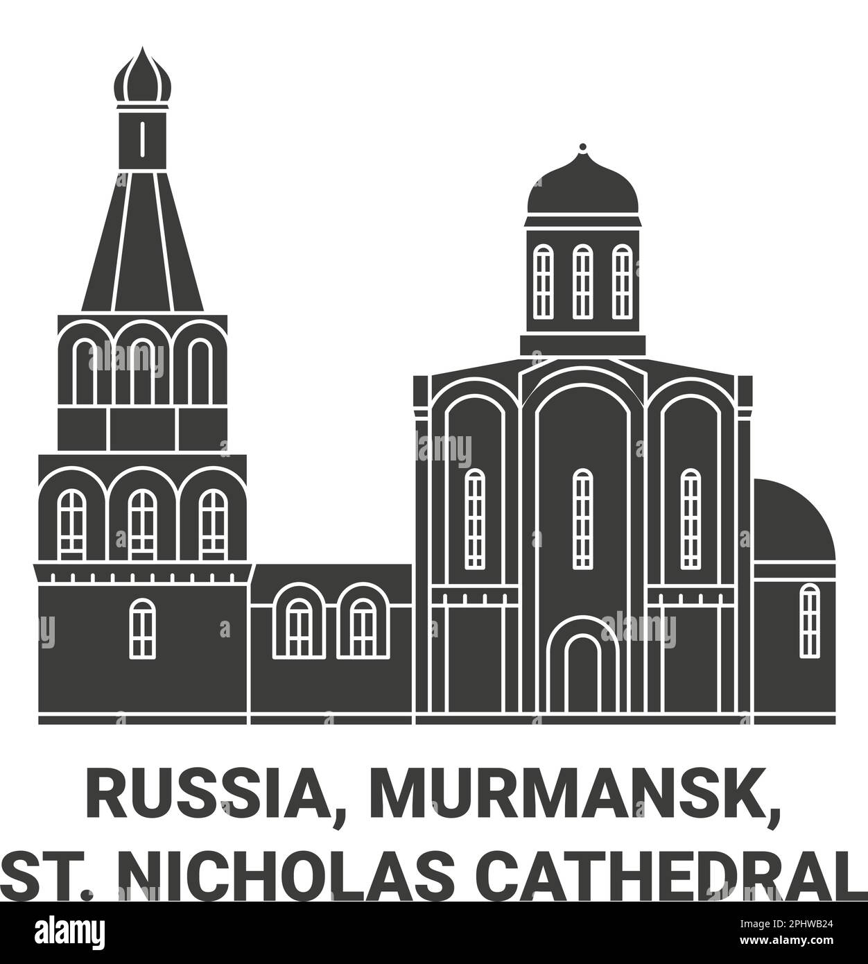 Russia, Murmansk, St. Nicholas Cathedral travel landmark vector illustration Stock Vector