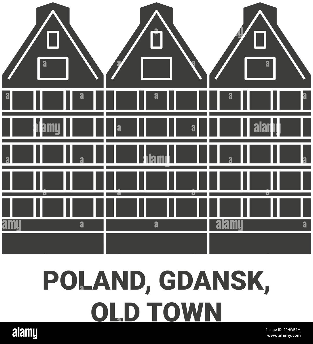 Poland, Gdansk, Old Town travel landmark vector illustration Stock Vector