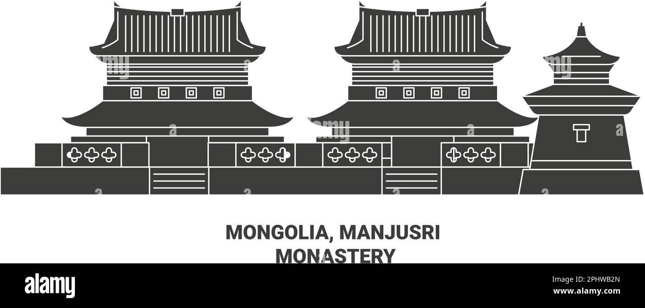 Mongolia, Manjusri Monastery travel landmark vector illustration Stock Vector
