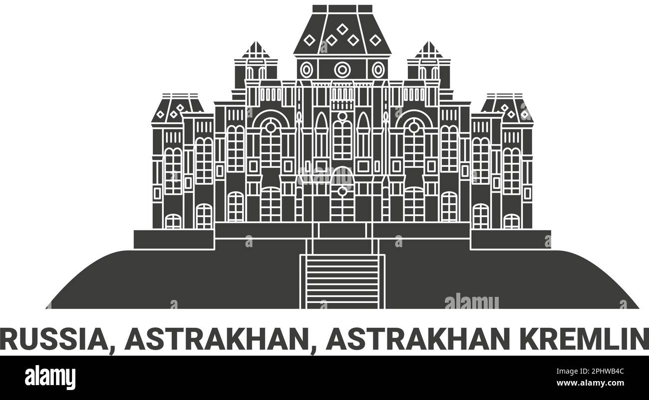 Russia, Astrakhan, Astrakhan Kremlin, travel landmark vector illustration Stock Vector