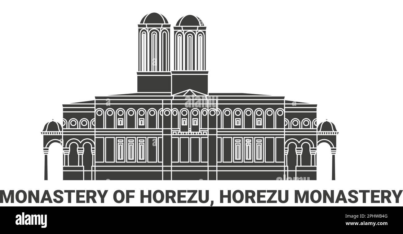 Romania, Monastery Of Horezu travel landmark vector illustration Stock Vector