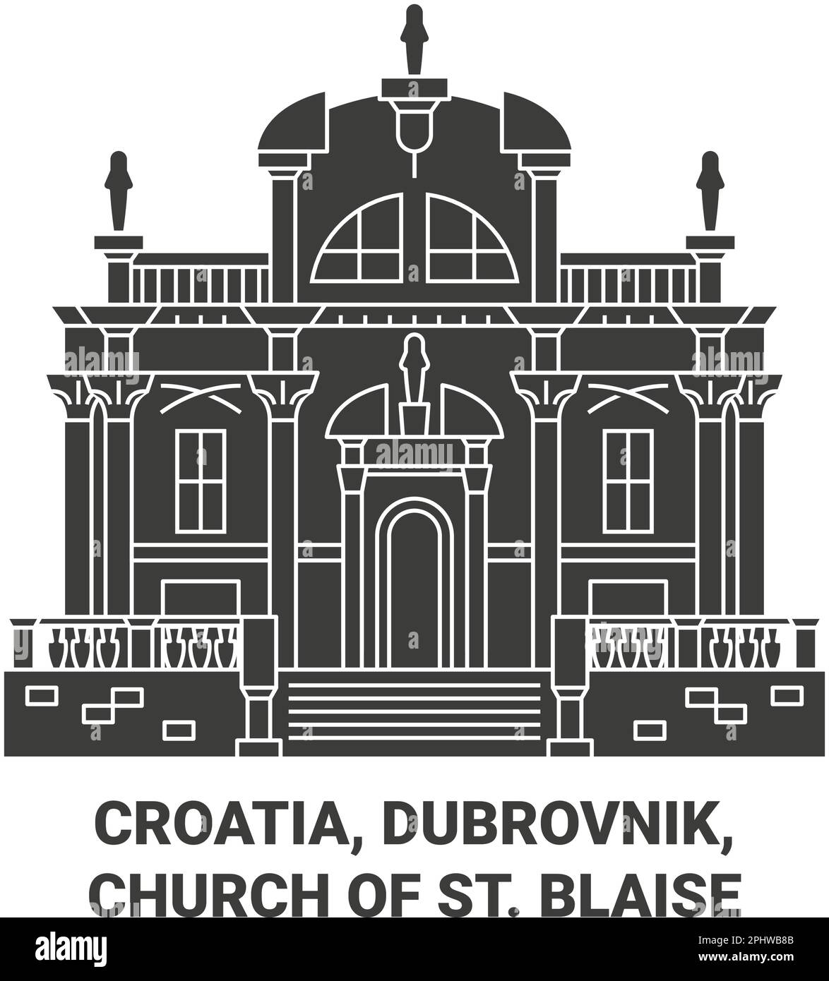 Croatia, Dubrovnik, Church Of St. Blaise travel landmark vector illustration Stock Vector