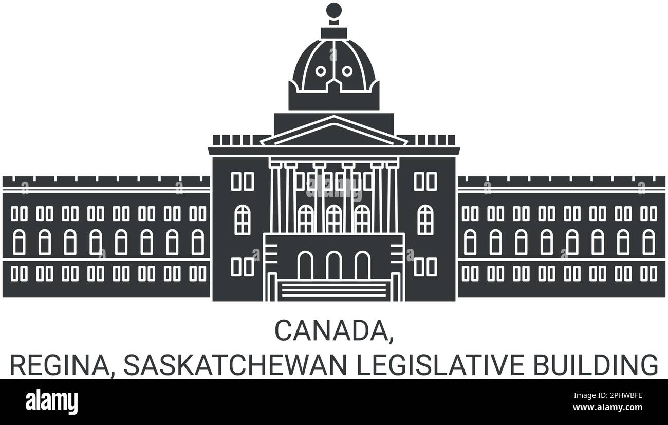Canada, Regina, Saskatchewan Legislative Building travel landmark vector illustration Stock Vector