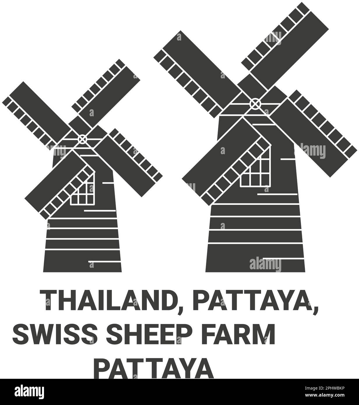 Thailand, Pattaya, Swiss Sheep Farm Pattaya travel landmark vector illustration Stock Vector