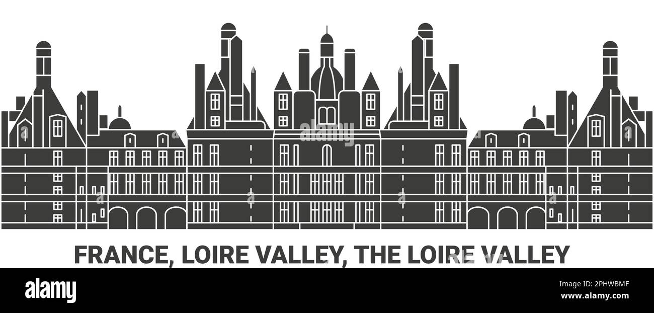 France, Loire Valley, The Loire Valley travel landmark vector illustration Stock Vector
