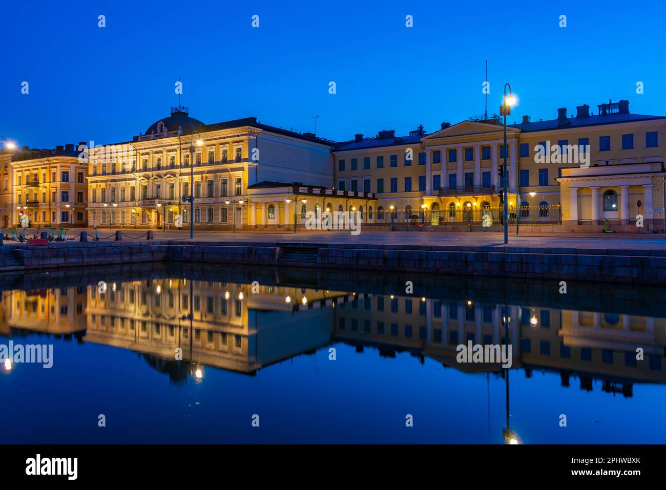 Sunrise view of the presidential palace in Helsinki, Finland . Stock Photo
