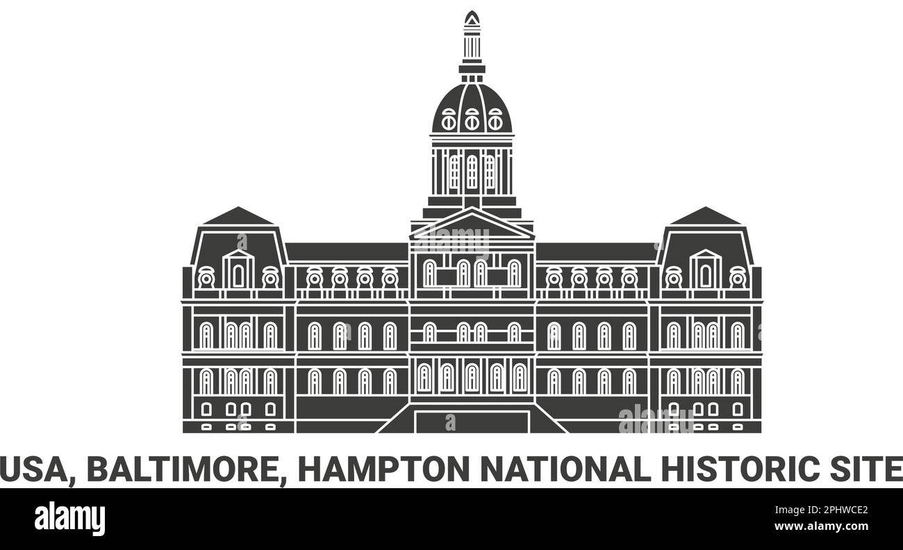 Usa, Baltimore, Hampton National Historic Site, travel landmark vector illustration Stock Vector