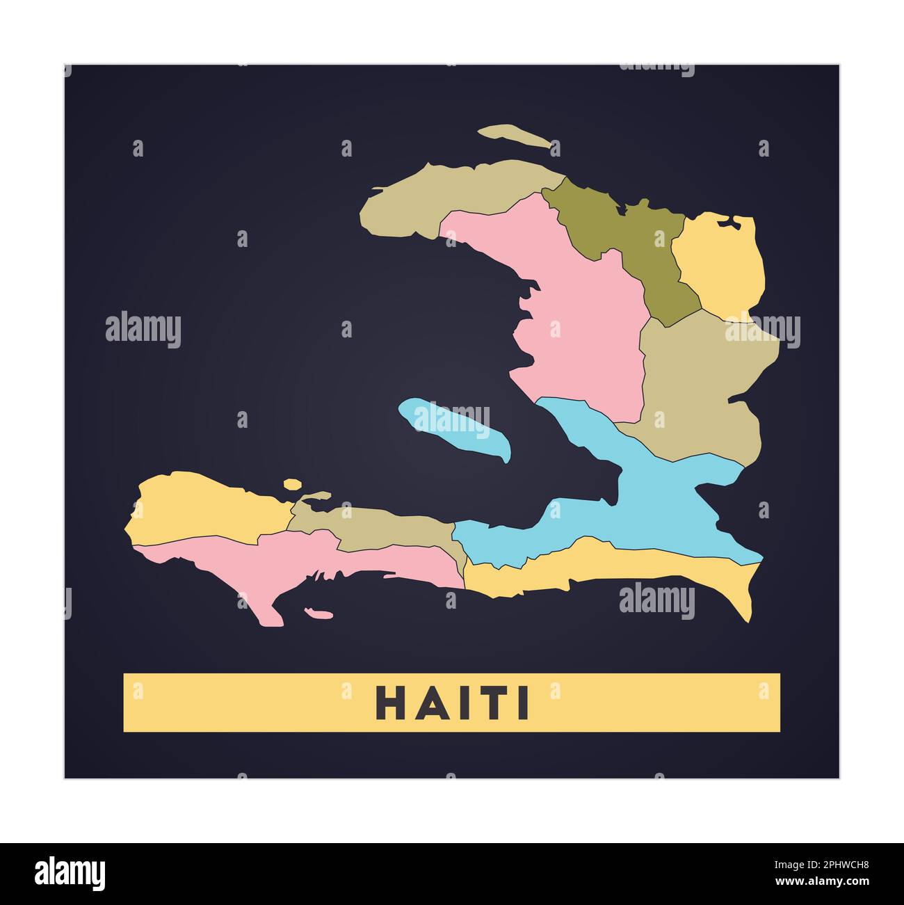 Haiti map. Country poster with regions. Shape of Haiti with country name. Charming vector illustration. Stock Vector