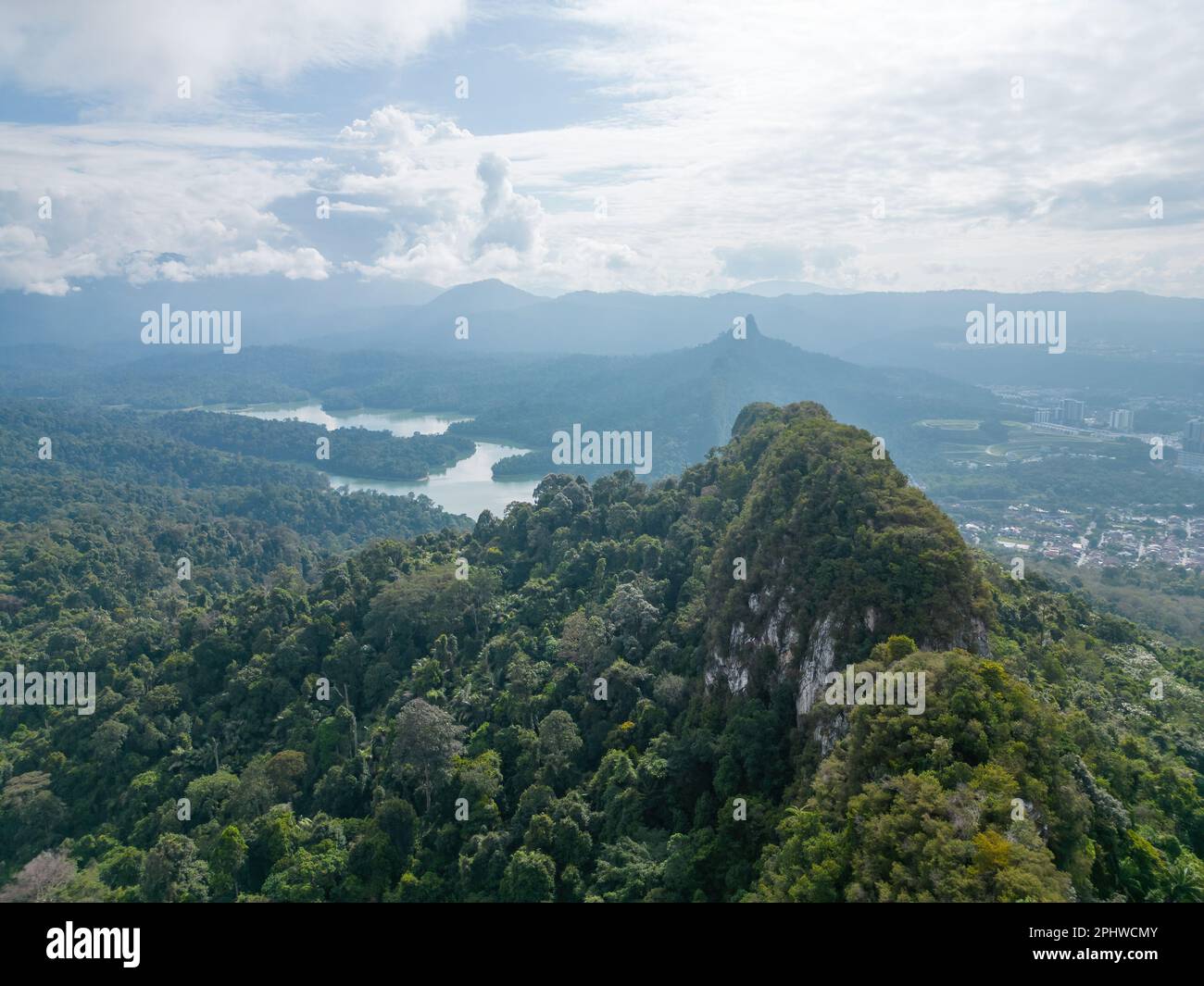 Aerial view Bukit Tabur in sunshine day Stock Photo