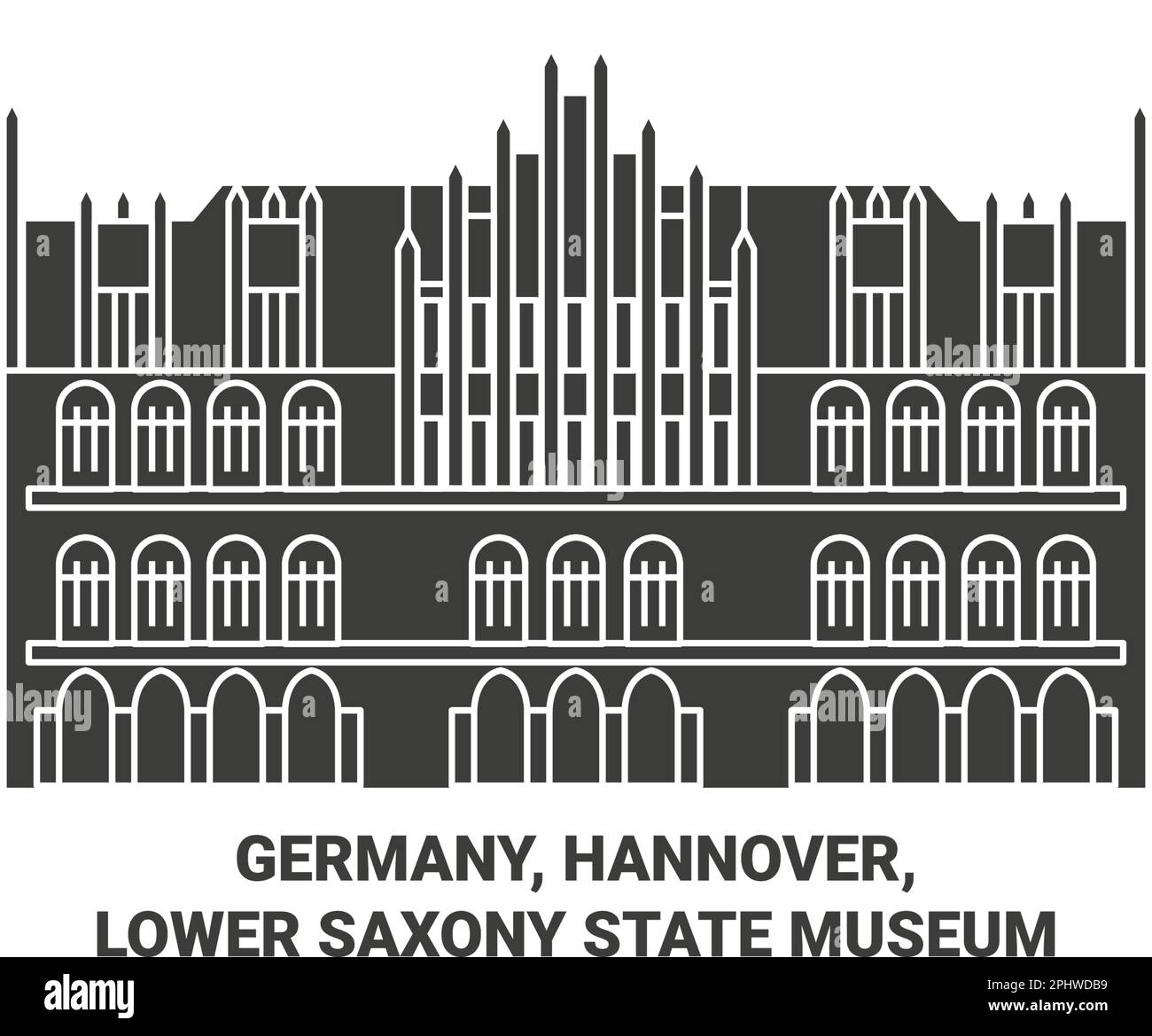 Germany, Hannover, Lower Saxony State Museum travel landmark vector illustration Stock Vector