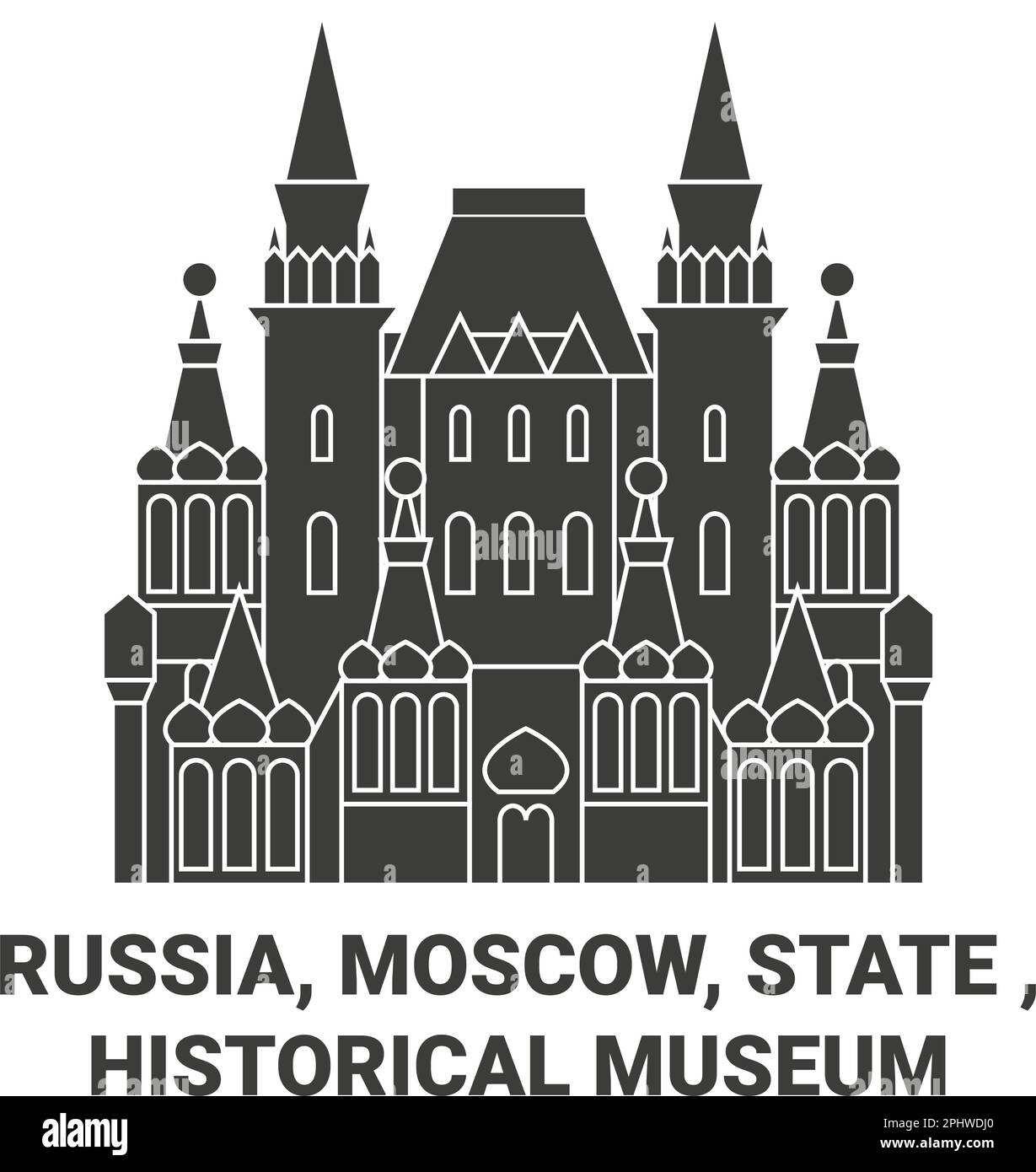 Russia, Moscow, State , Historical Museum travel landmark vector illustration Stock Vector