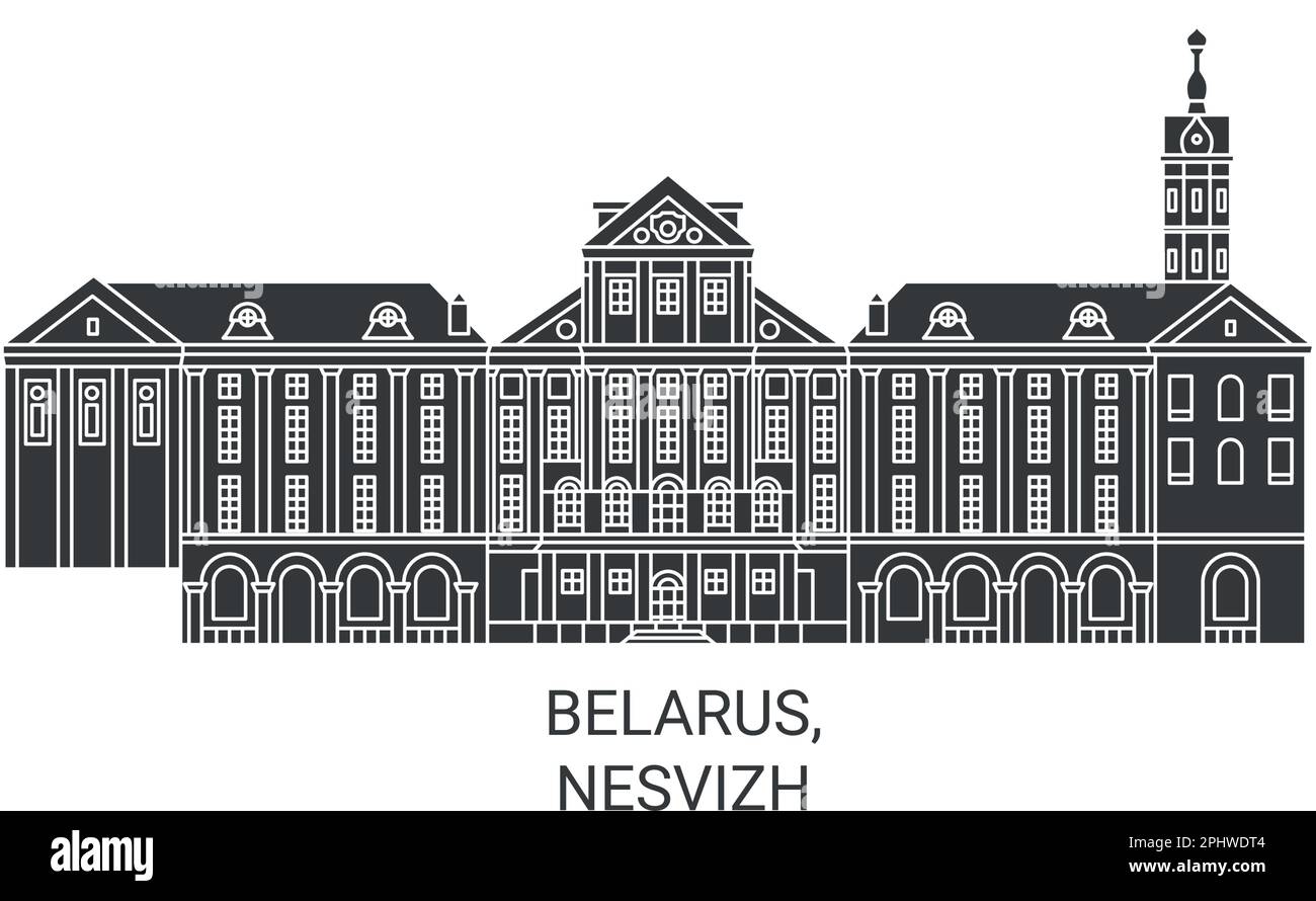 Belarus, Nesvizh travel landmark vector illustration Stock Vector