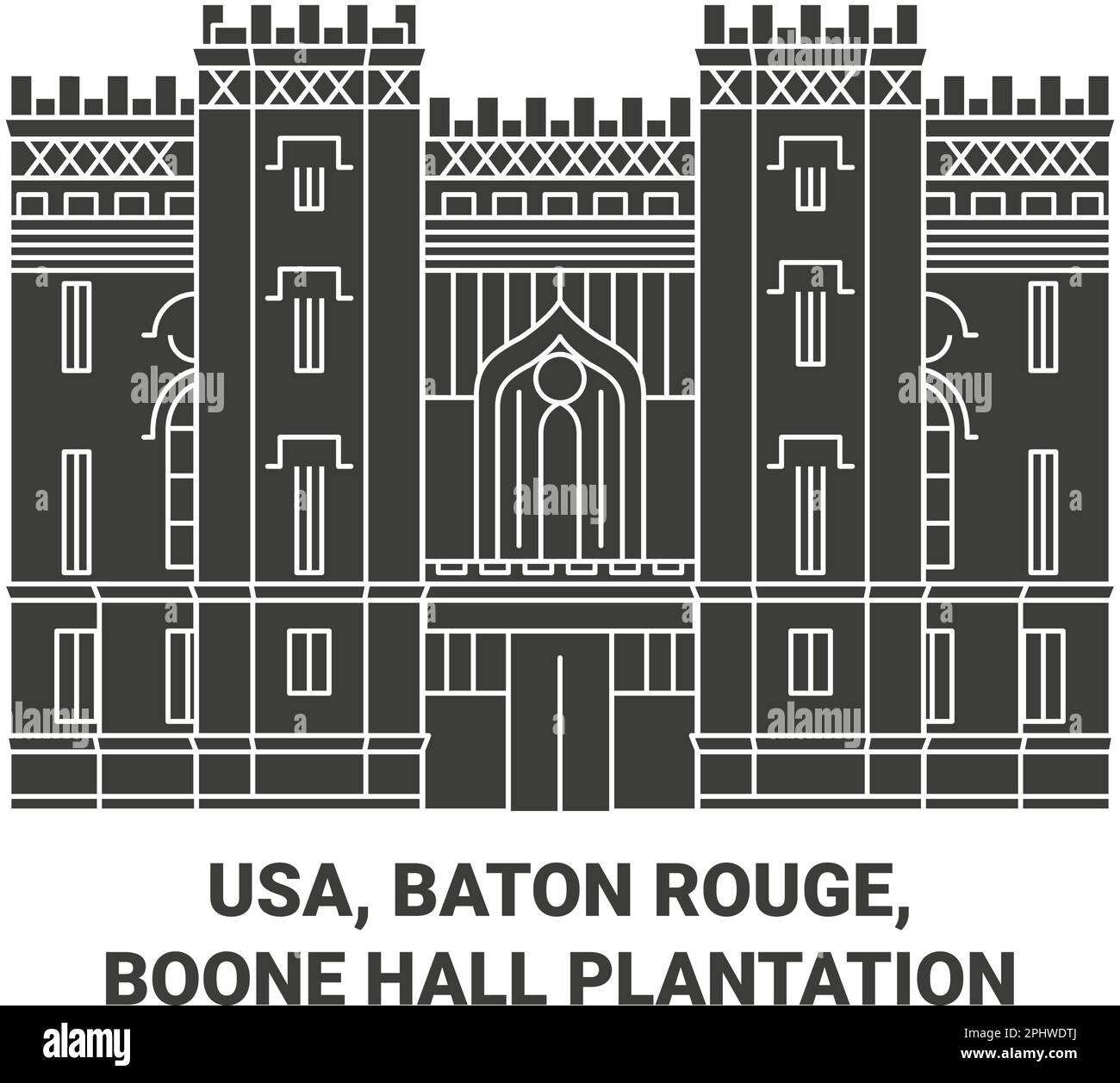 Usa, Baton Rouge, Boone Hall Plantation travel landmark vector