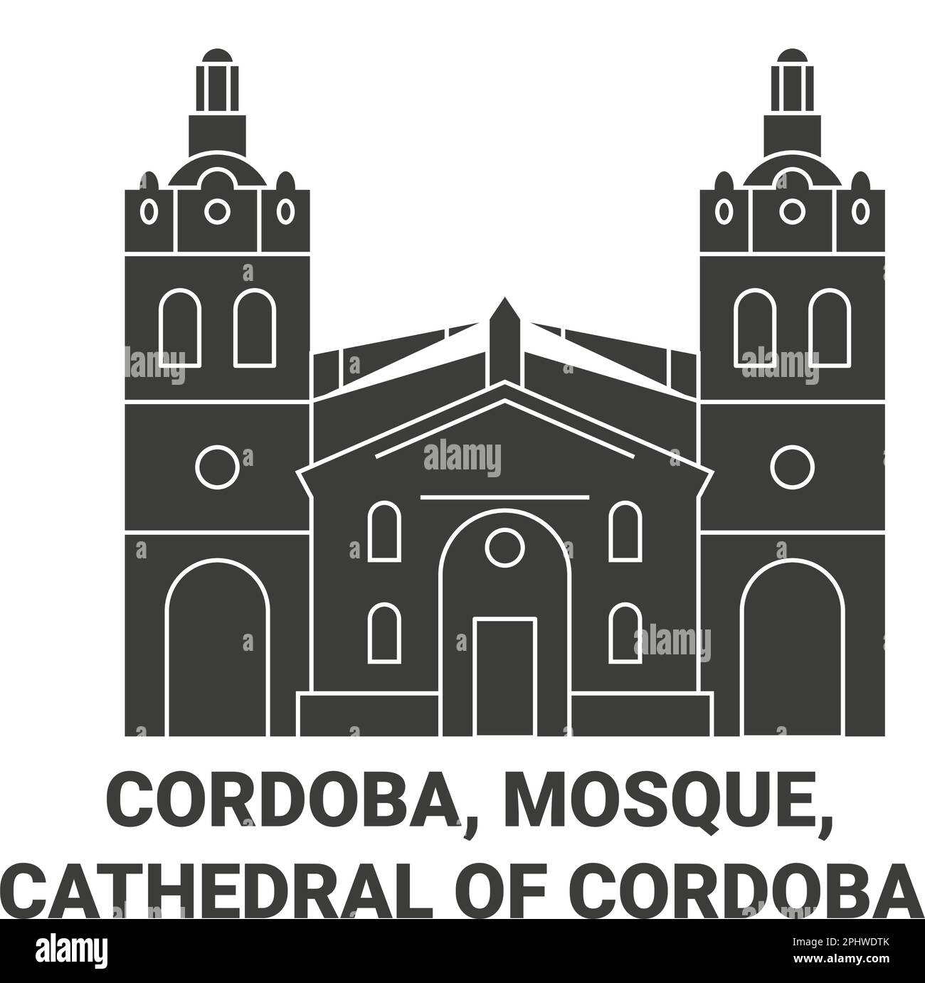 Argentina, Cordoba, Mosque, Cathedral Of Cordoba travel landmark vector illustration Stock Vector