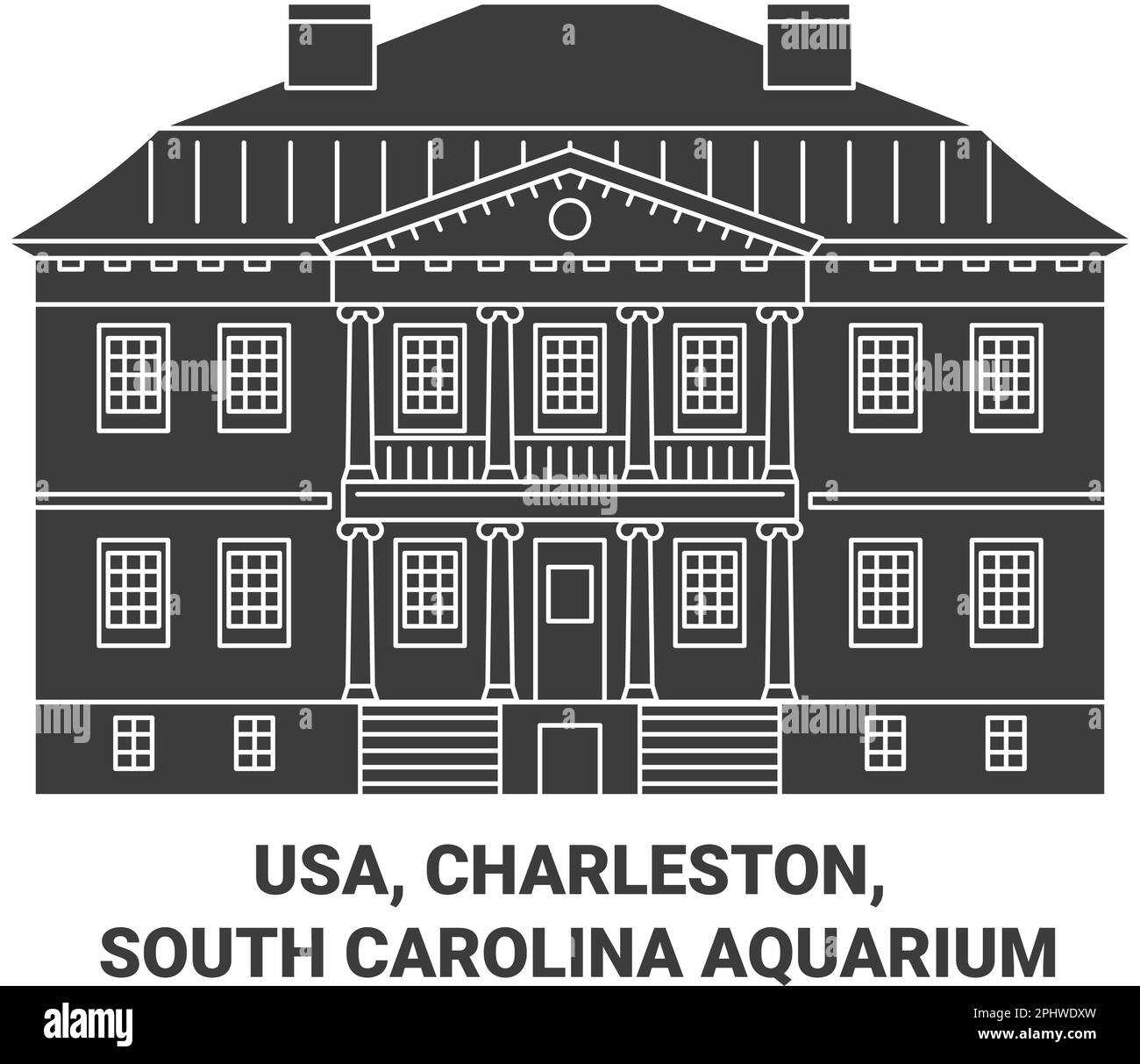 Usa, Charleston, South Carolina Aquarium travel landmark vector illustration Stock Vector