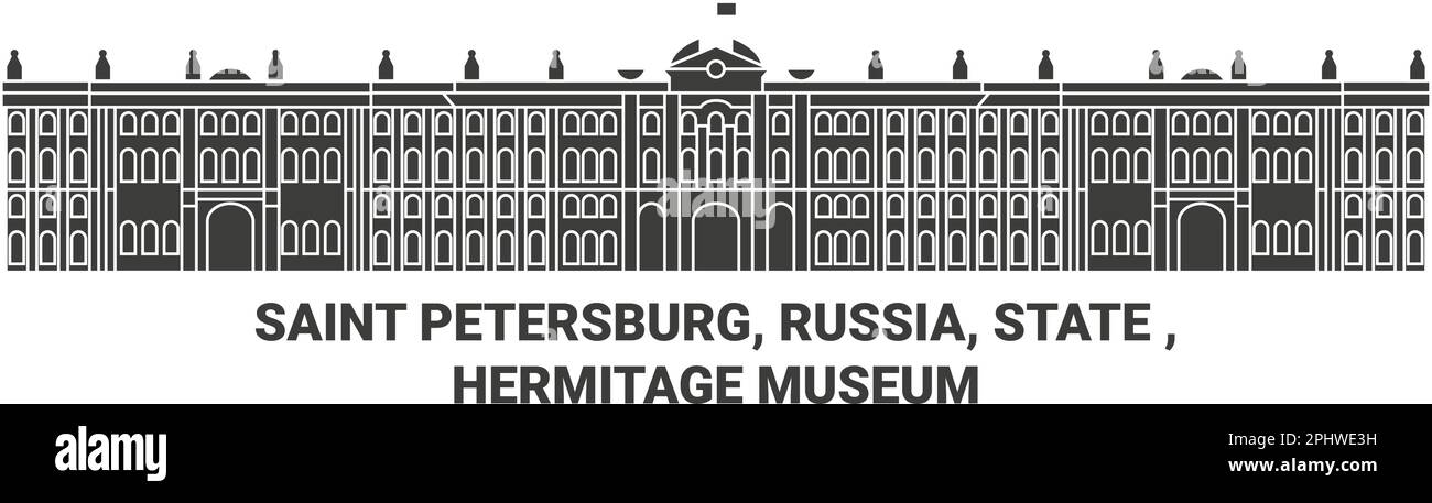 Russia, Saint Petersburg, State , Hermitage Museum travel landmark vector illustration Stock Vector