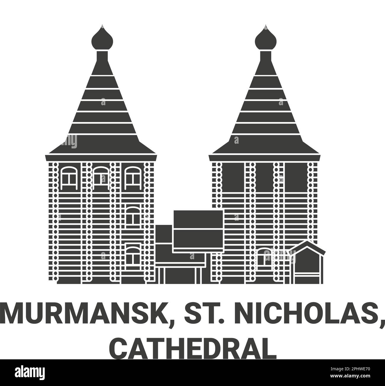 Russia, Murmansk, St. Nicholas, Cathedral travel landmark vector illustration Stock Vector