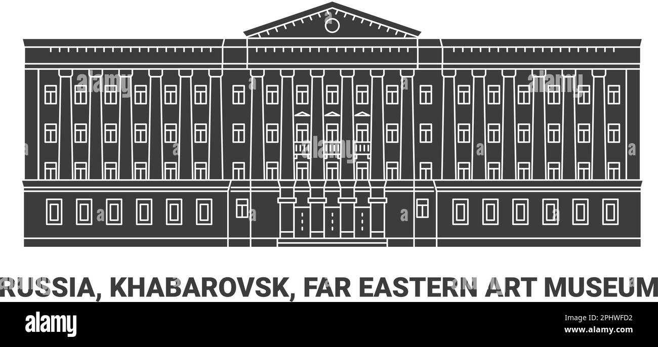 Russia, Khabarovsk, Far Eastern Art Museum, travel landmark vector illustration Stock Vector