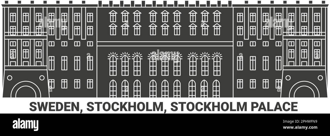 Sweden, Stockholm, Stockholm Palace, travel landmark vector illustration Stock Vector