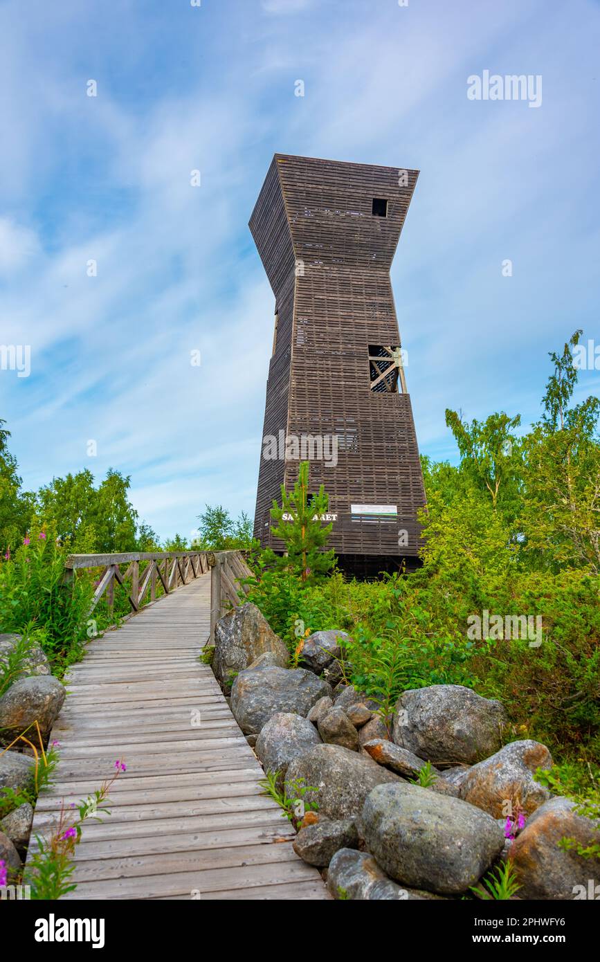 Lookout Tower Saltkaret at Kvarken archipelago in Finland. Stock Photo