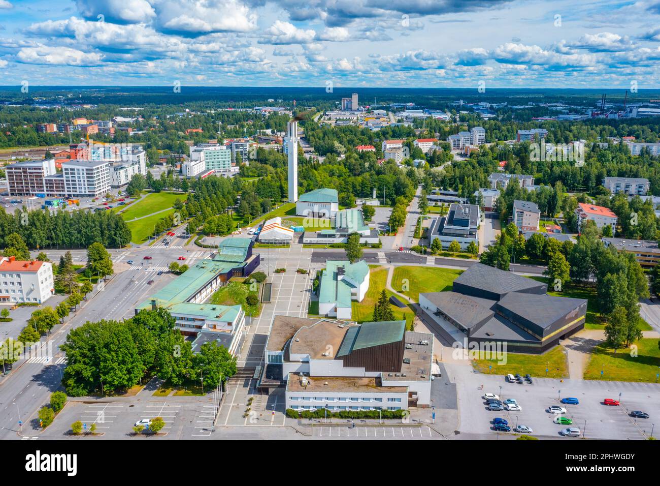 Panorama view of the modern architecture of Finnish town Seinäjoki Stock Photo
