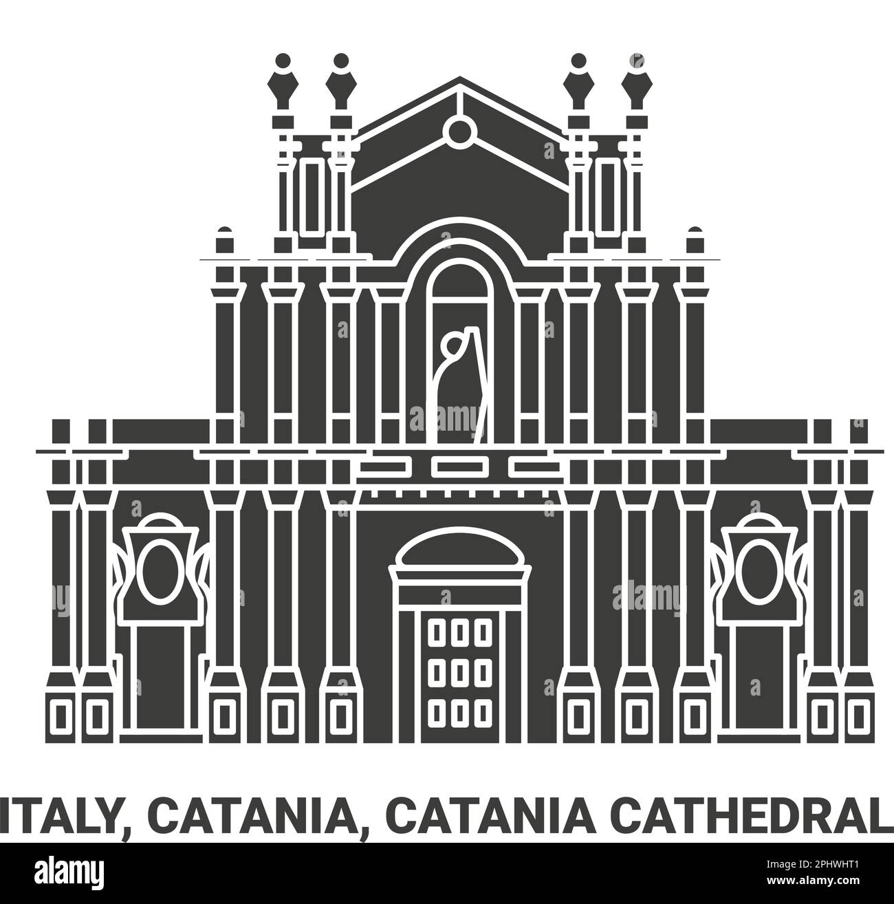 Italy, Catania, Catania Cathedral travel landmark vector illustration Stock Vector