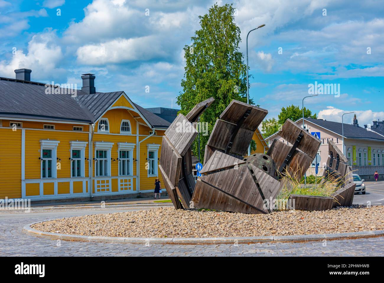 Colorful timber houses in Joensuu, Finland. Stock Photo