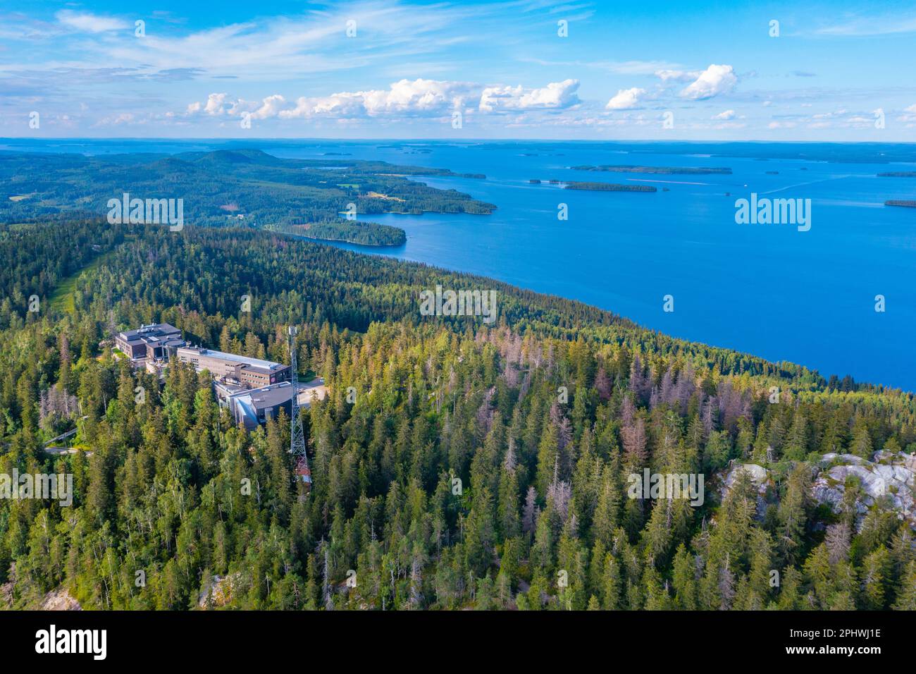 Panorama view of archipelago at lake Pielinen at Koli national park in Finland. Stock Photo