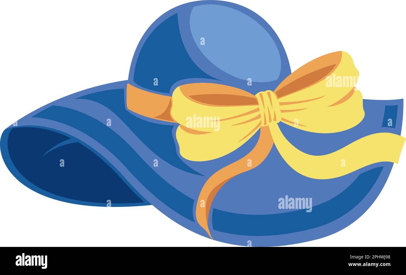 Beach hat with yellow tied knot over white Stock Vector