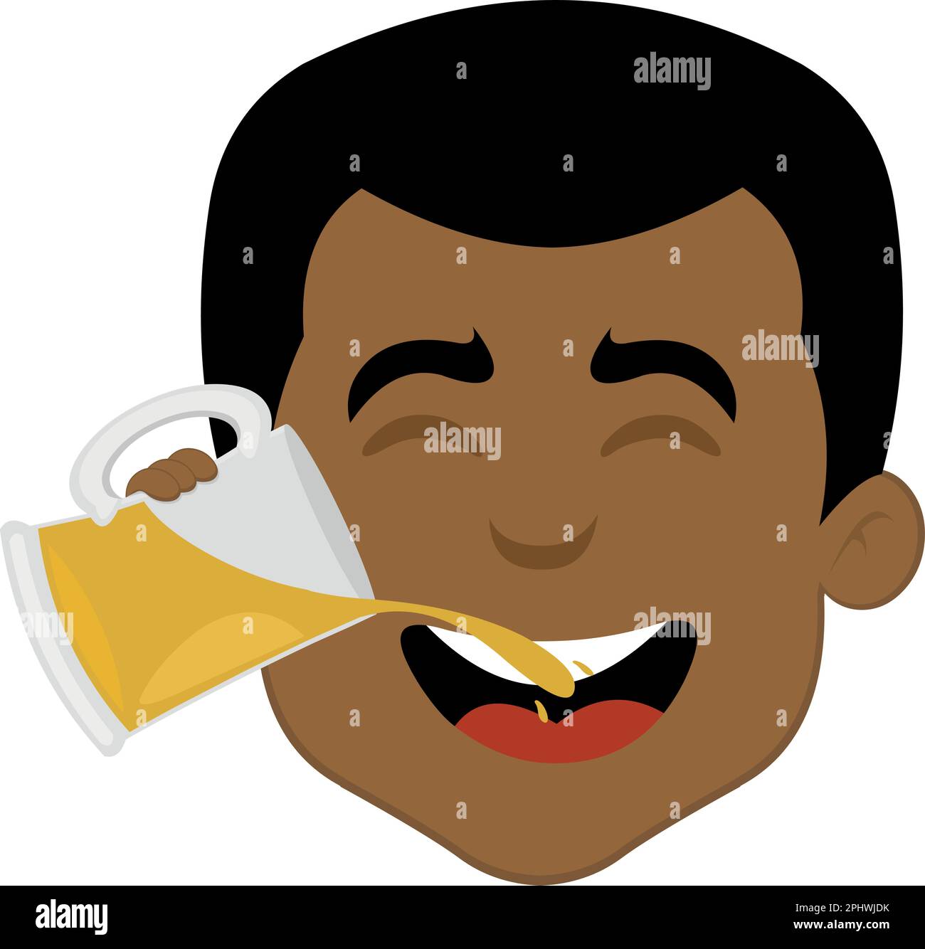 vector illustration face of a cartoon man drinking a glass of beer Stock Vector