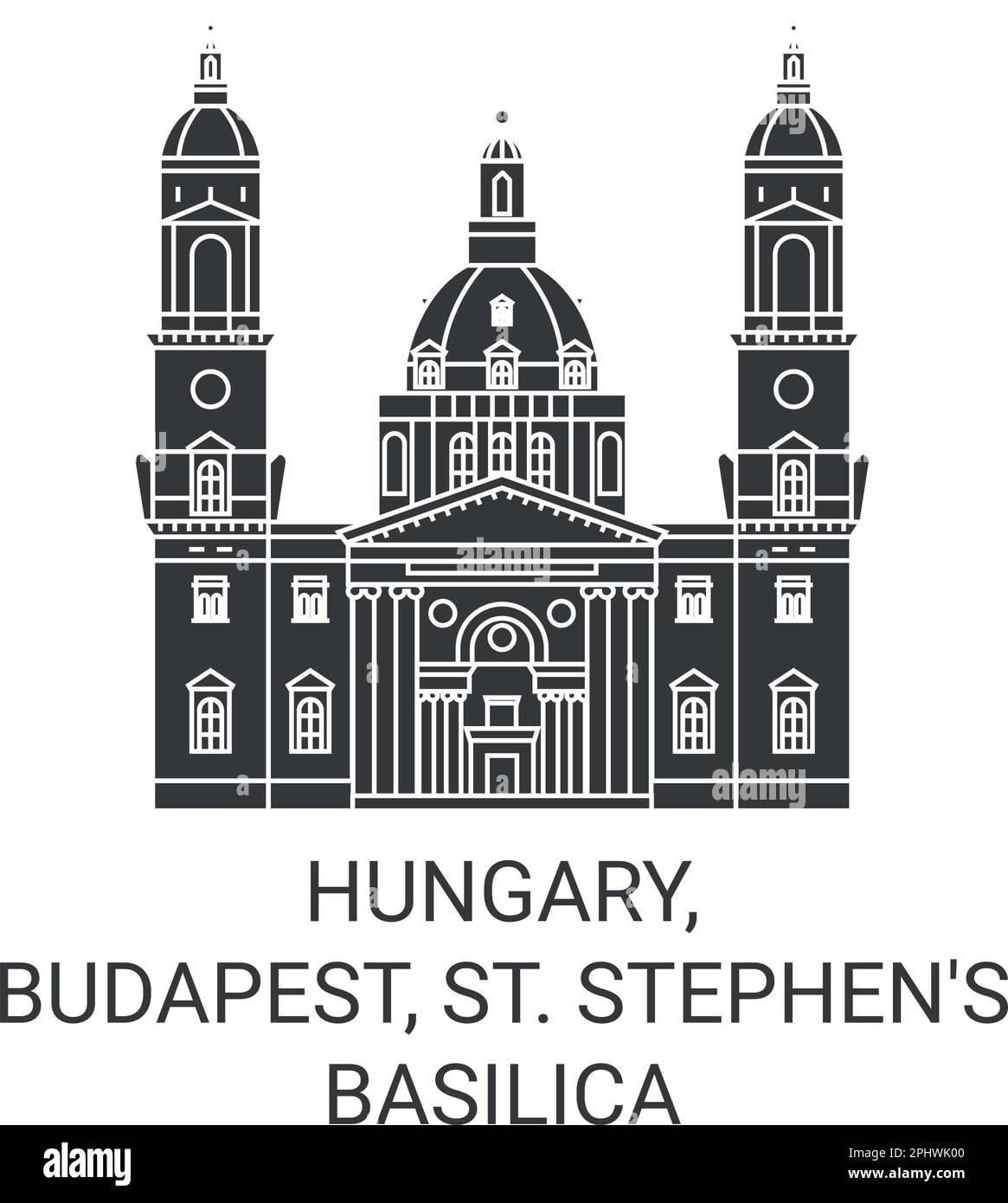 Hungary, Budapest, St. Stephen's Basilica travel landmark vector illustration Stock Vector