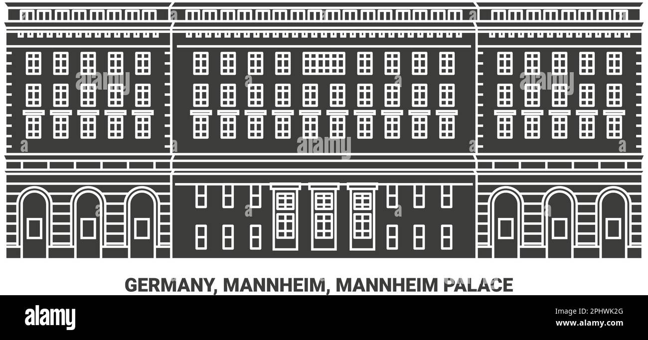 Germany, Mannheim, Mannheim Palace travel landmark vector illustration Stock Vector