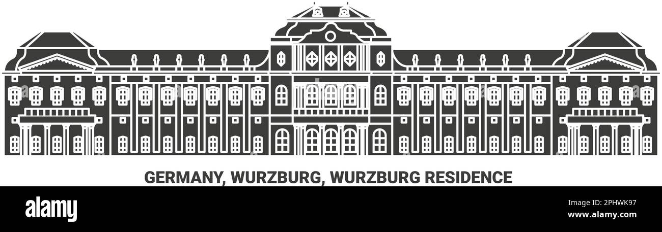 Germany, Wurzburg, Wurzburg Residence travel landmark vector illustration Stock Vector