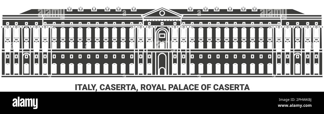 Italy, Caserta, Royal Palace Of Caserta travel landmark vector illustration Stock Vector