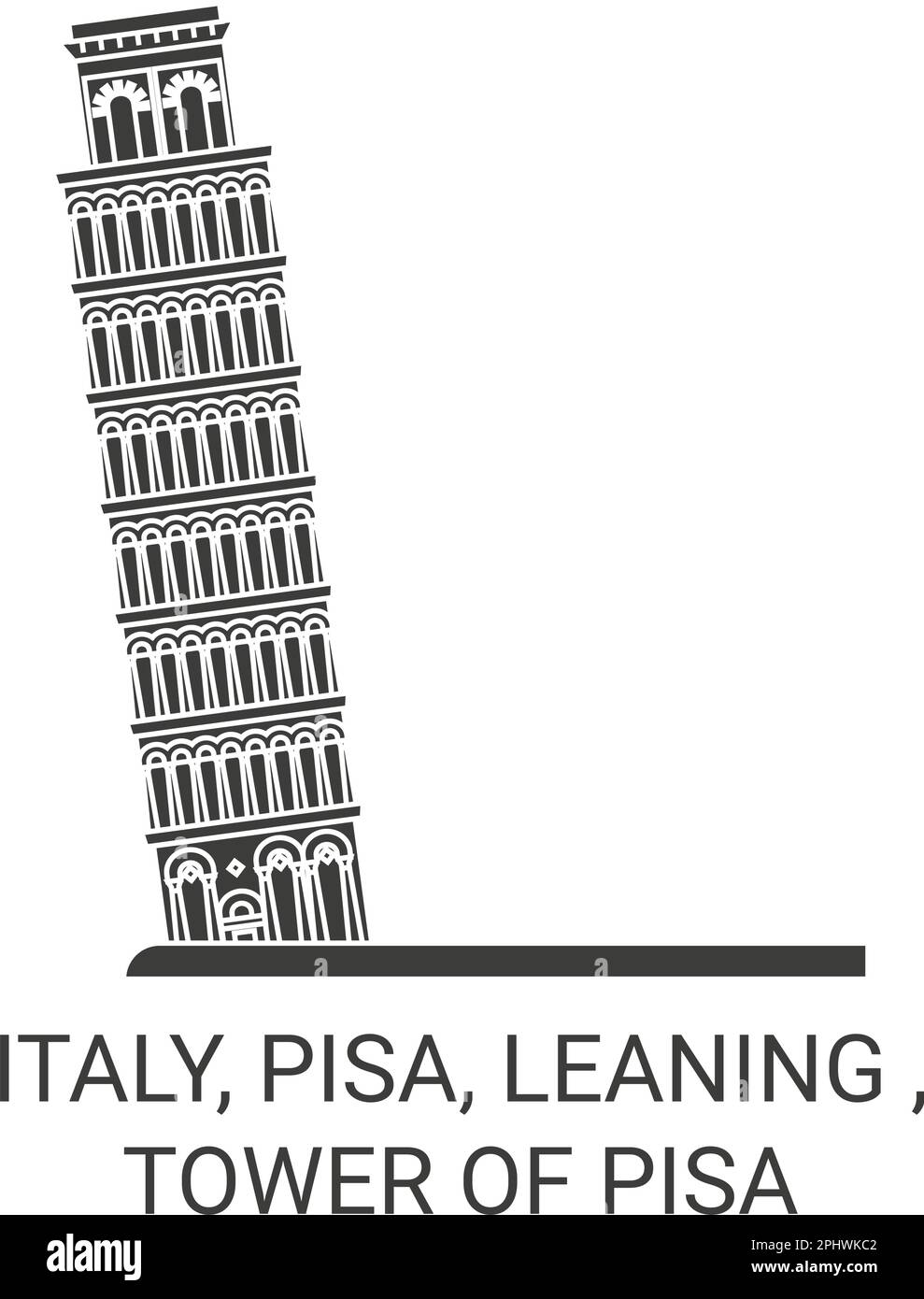 Italy, Pisa, Leaning , Tower Of Pisa travel landmark vector illustration Stock Vector