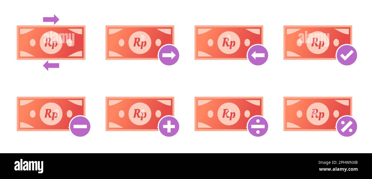 Indonesian Rupiah Money Transaction Icon Set Stock Vector Image & Art ...