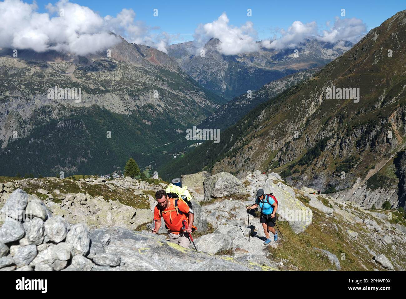 On the trail to Argentiere Glacier, Chamonix area, Haute Savoie, France. Stock Photo